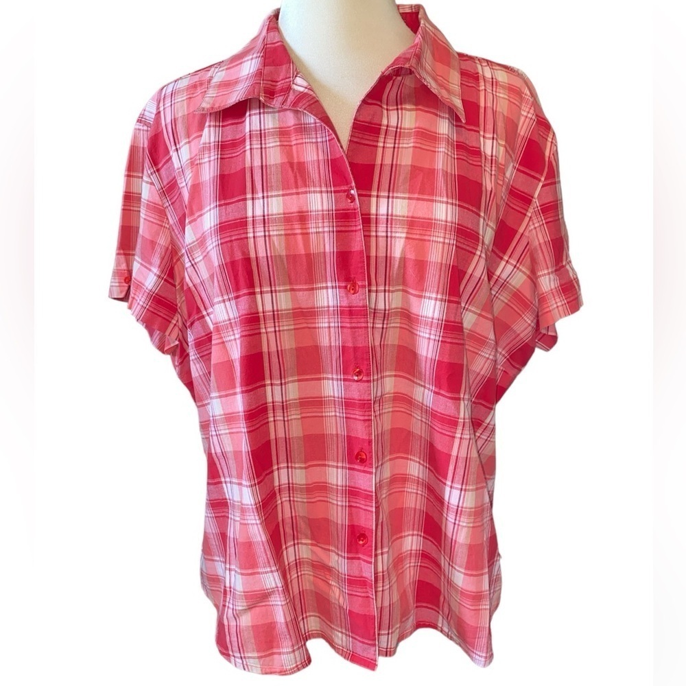 Fiorlini International button down shirt short sleeves collared plaid Sz X-Large